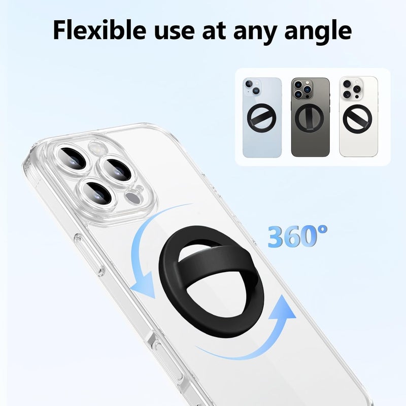QxbBox Magnetic Silicone Ring Grip Phone Holder, Rotating Finger Loop Ring Grip Holder, Soft and Portable, Strong Magnetic Attraction, Compatible with Magsafe Phone Case (Sparkle Green) - Image 5